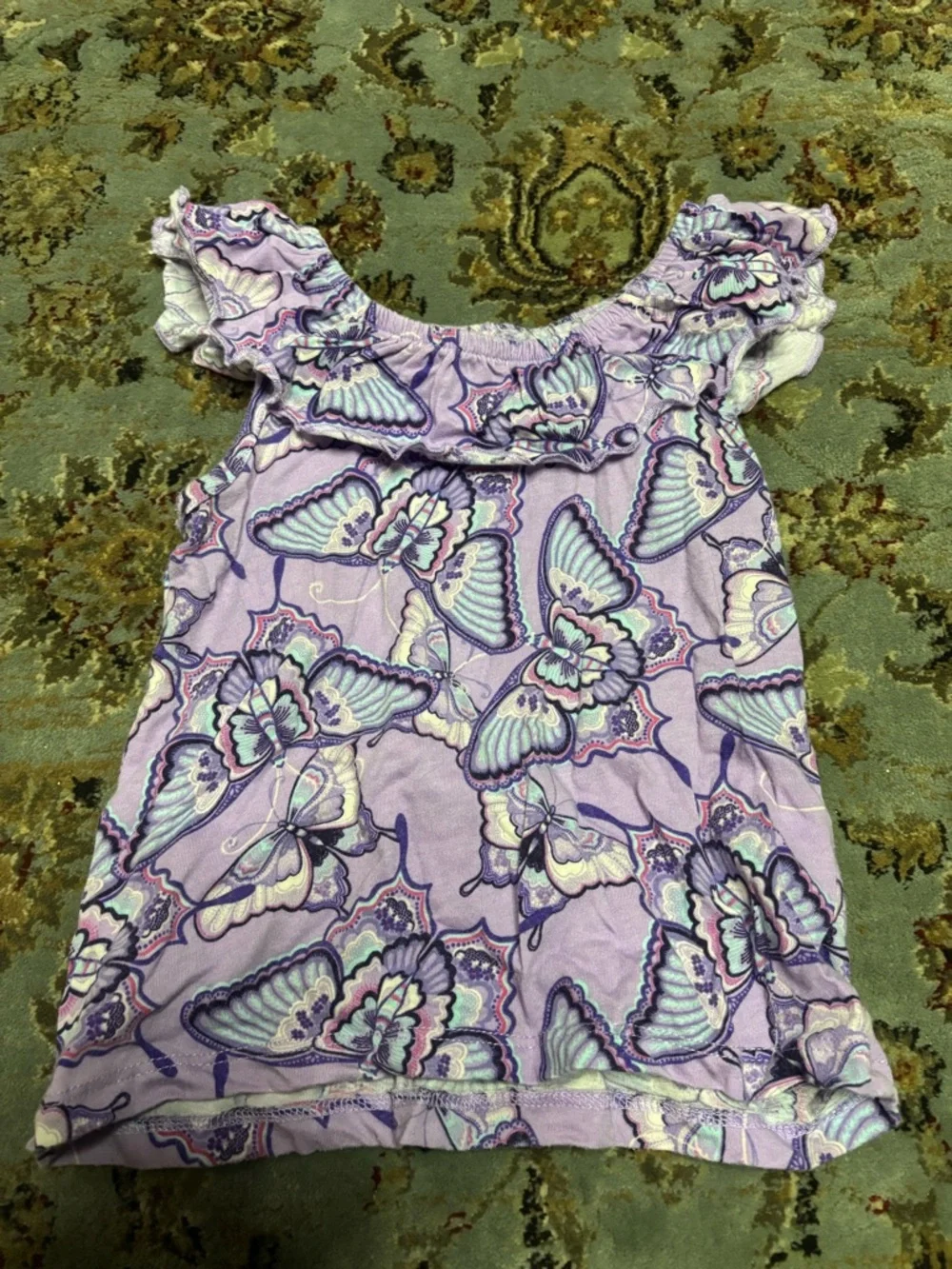 The Children's Place Lavender Butterfly Ruffle Tank